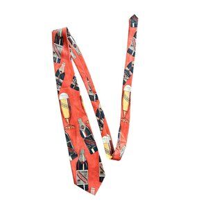 Burnt Orange Novelty Alcohol Print 100% Peacock Silk Tie